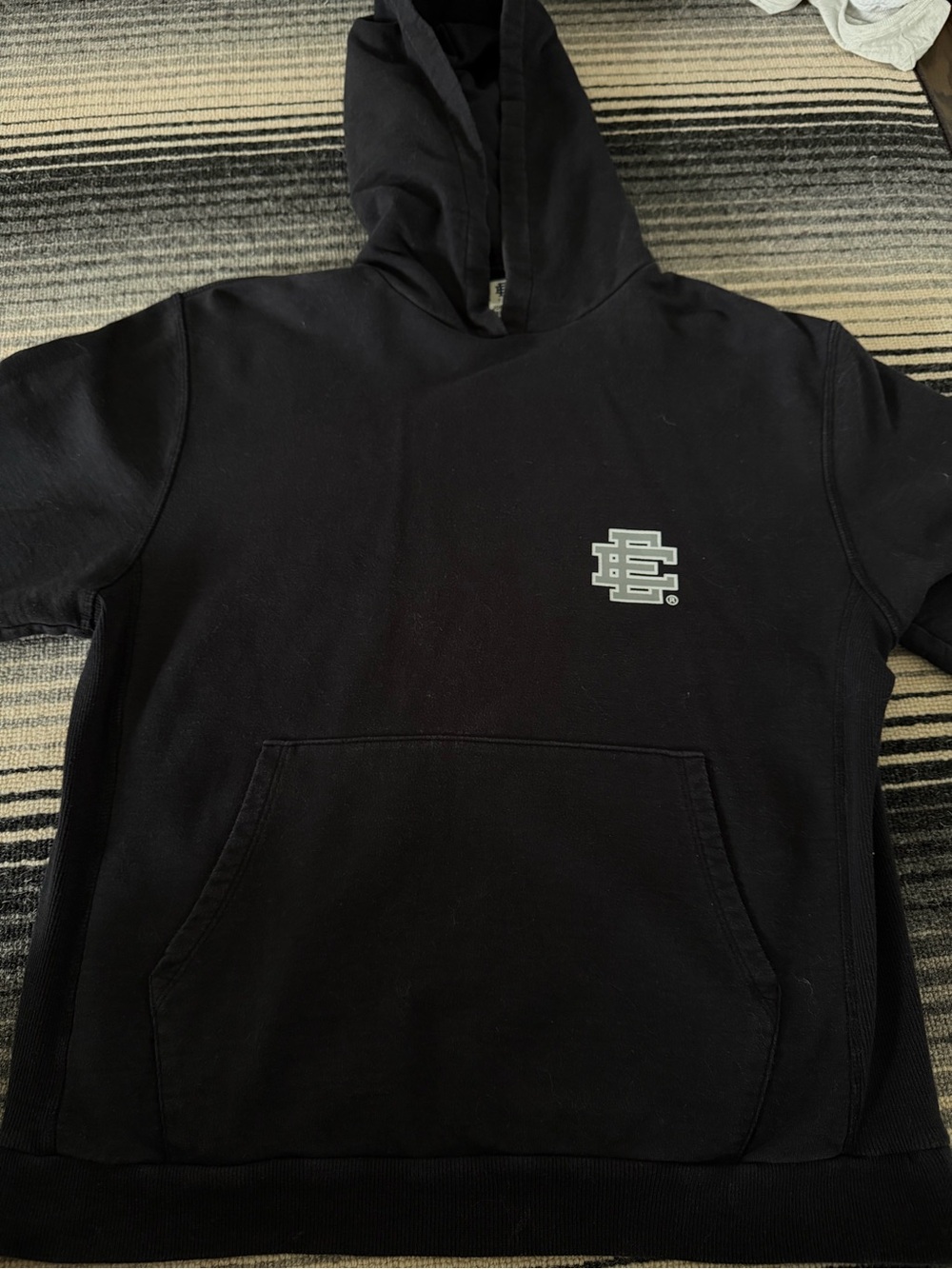 Eric Emanuel Black Hoodie with Small Chest Logo